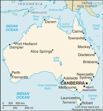 Australia map showing store locations