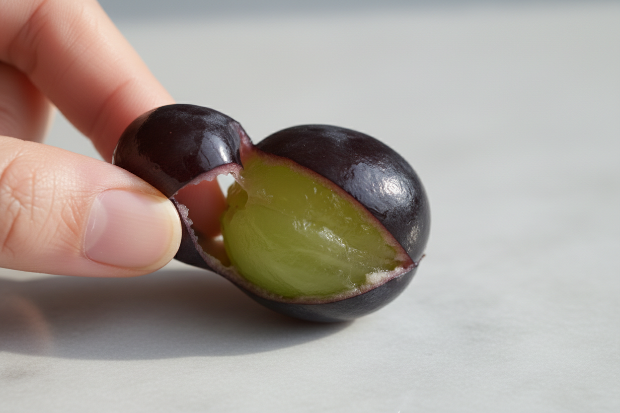 Kyoho grape with slip-skin experience. easy-peel texture.
